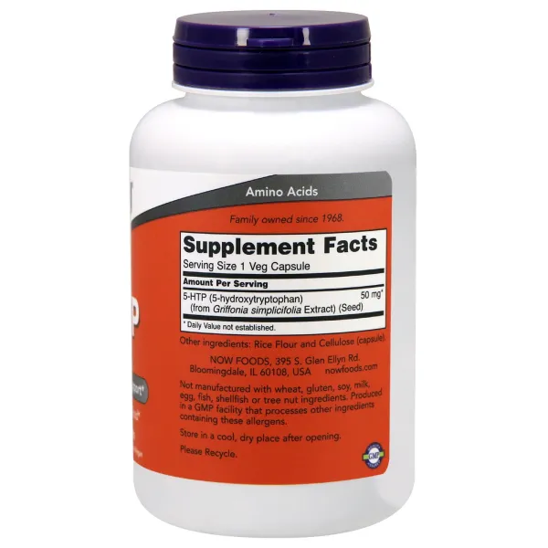 5-HTP 5-Гідрокситриптофан 50 мг,NOW Foods, 90 капсул