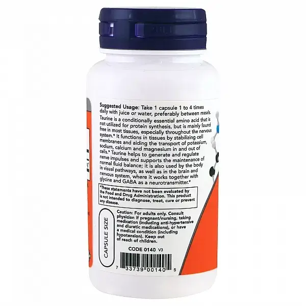 Таурін,NOW Foods, 100 капсул
