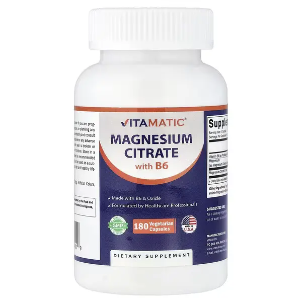 Магній цитрат з вітаміном B6,Vitamatic, 180 капсул