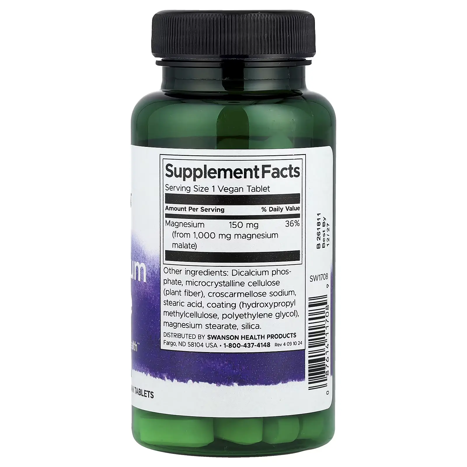 Магний малат Magnesium Malate 1000 мг,Swanson, 60 капсул