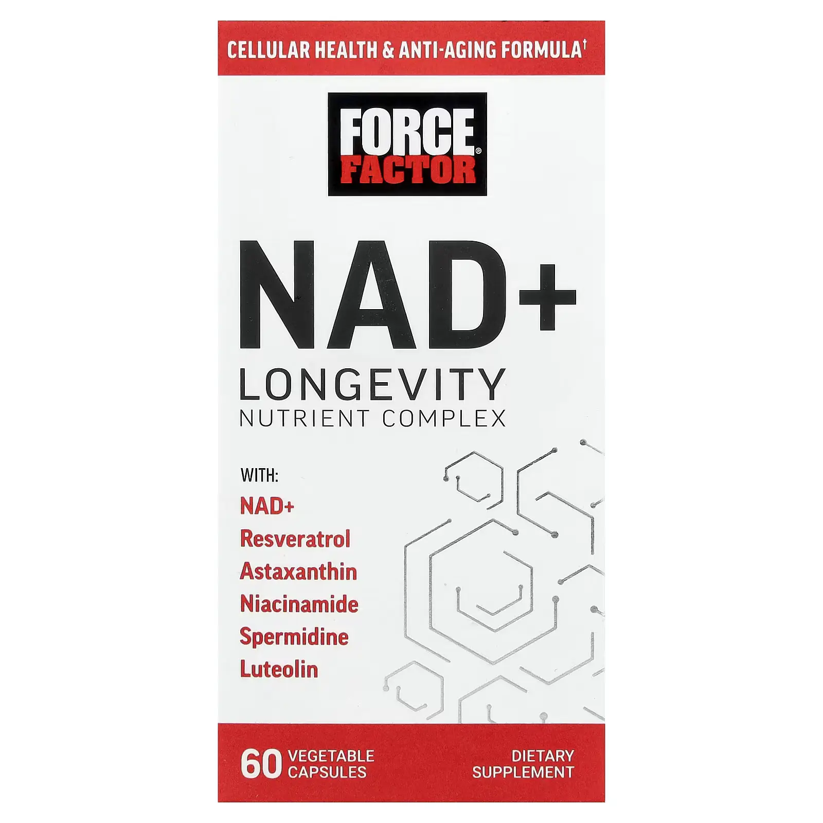 Никотинамид НАД Longevity Nutrient Complex,Force Factor, 60 капсул