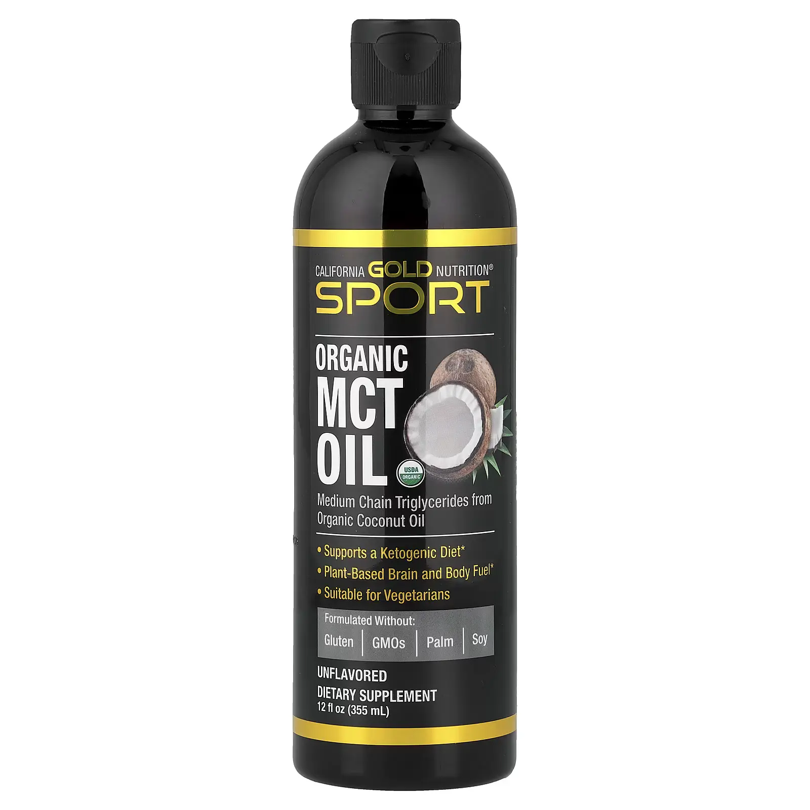 Органическое масло MCT с каприловой кислотой,California Gold Nutrition, 355 мл