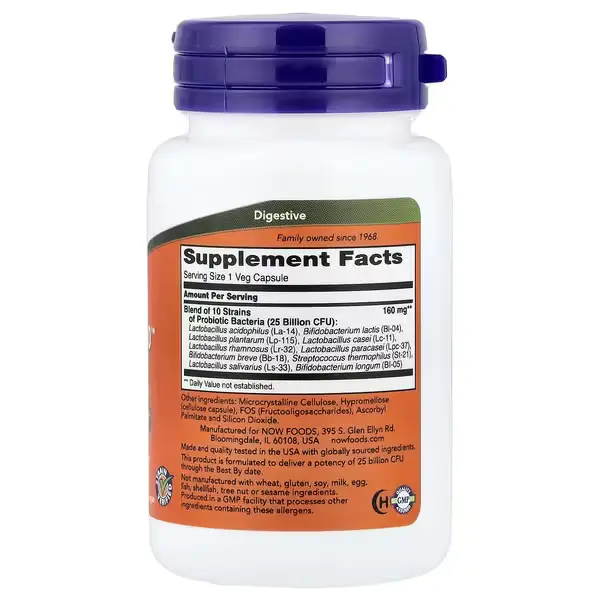 Пробіотики Probiotic -10 25 млрд КУО,NOW Foods, 50 капсул