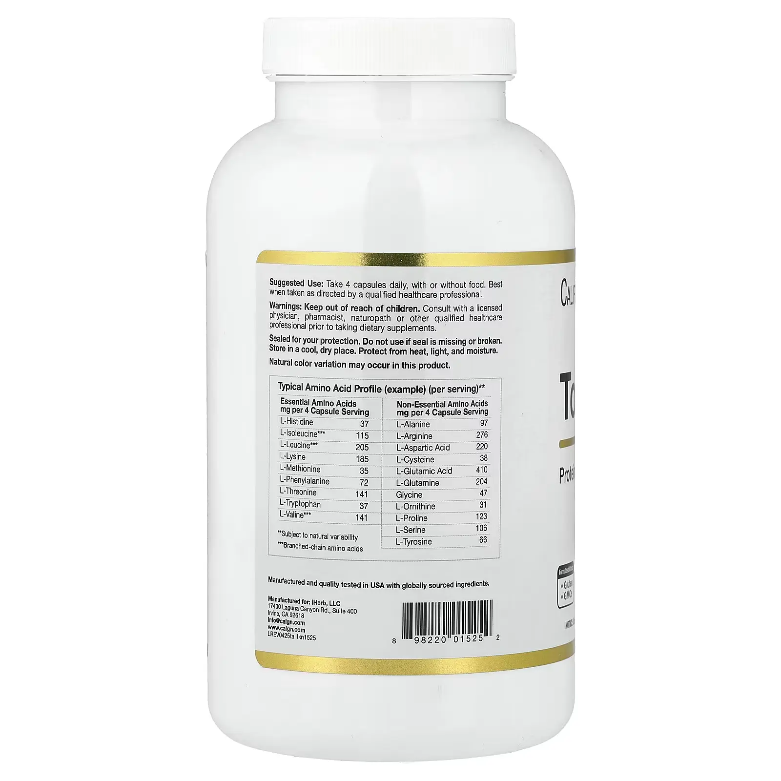 Комплекс амінокислот Total Amino,California Gold Nutrition, 240 капсул