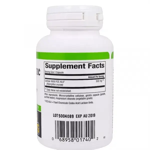 Лактаза, фермент 9000 FCC ALU (300),Natural Factors, 60 капсул